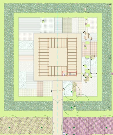 l'ubicazione della pergola all'interno del primo giardino edibile